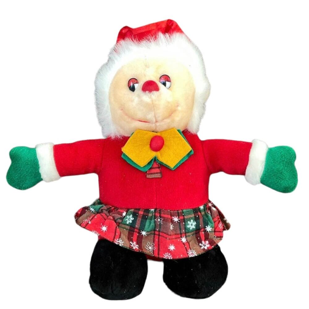 Vintage 90's Christmas Elf Plush Doll Cindy Lou Who? Girl Red Dress Stuffed Toy